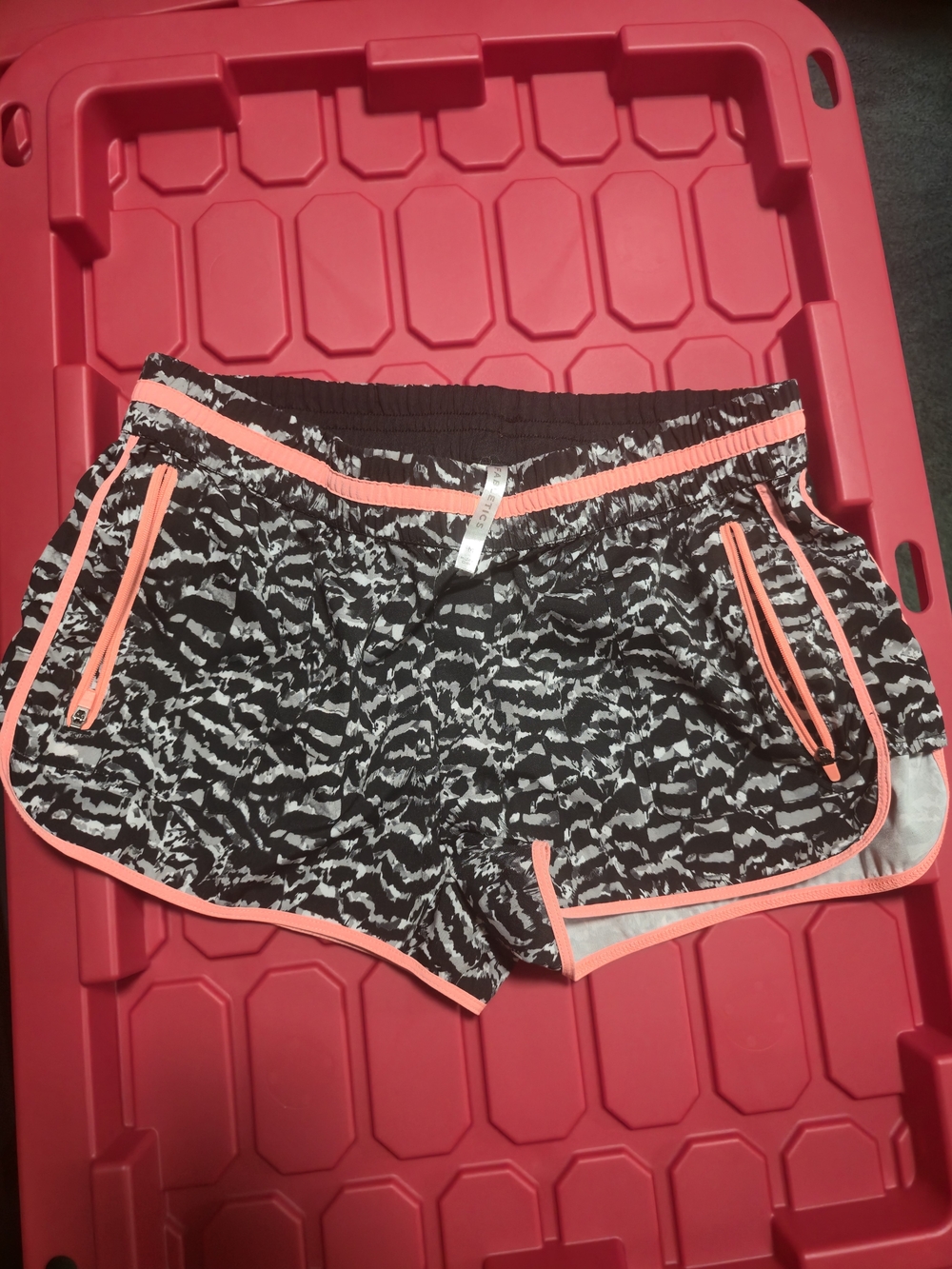 Fabletics Black and Coral Athletic Running Shorts
